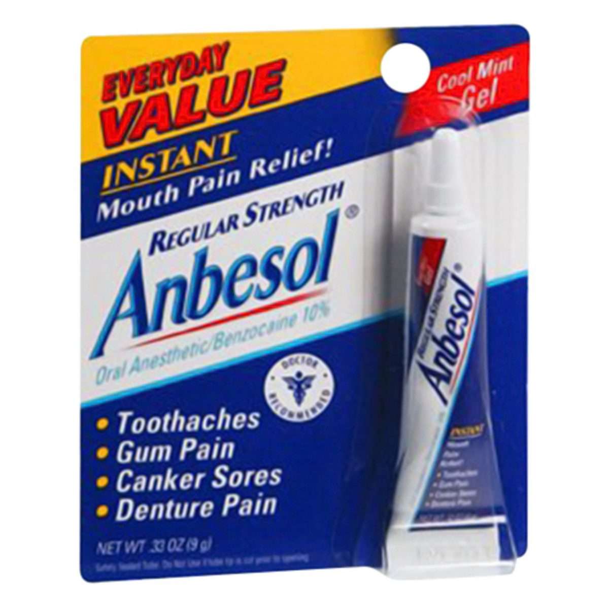 Anbesol Regular Strength Fast Mouth Pain Relief Cool Mint Gel, 0.25 Oz ...