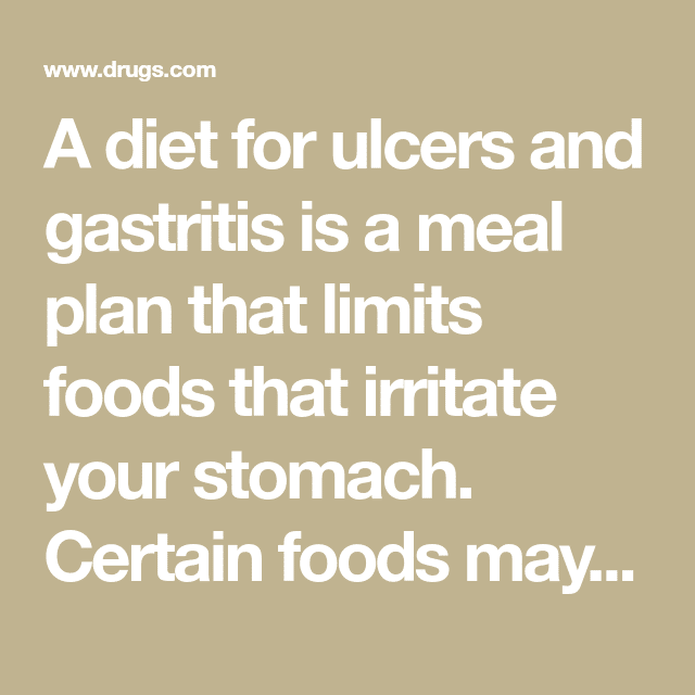 Diet For Ulcers And Gastritis