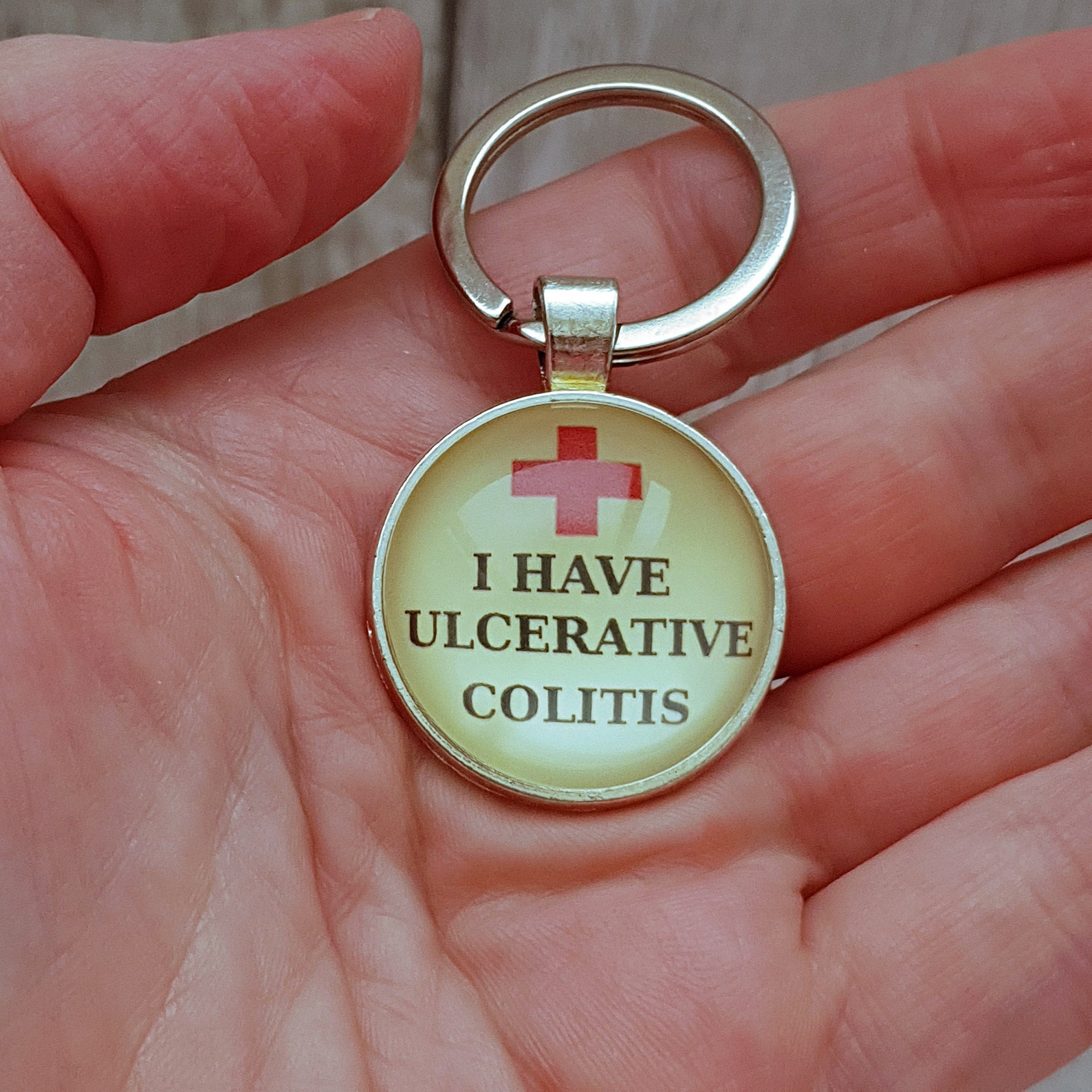 Ulcerative Colitis awareness key fob Crohns medical bag tag