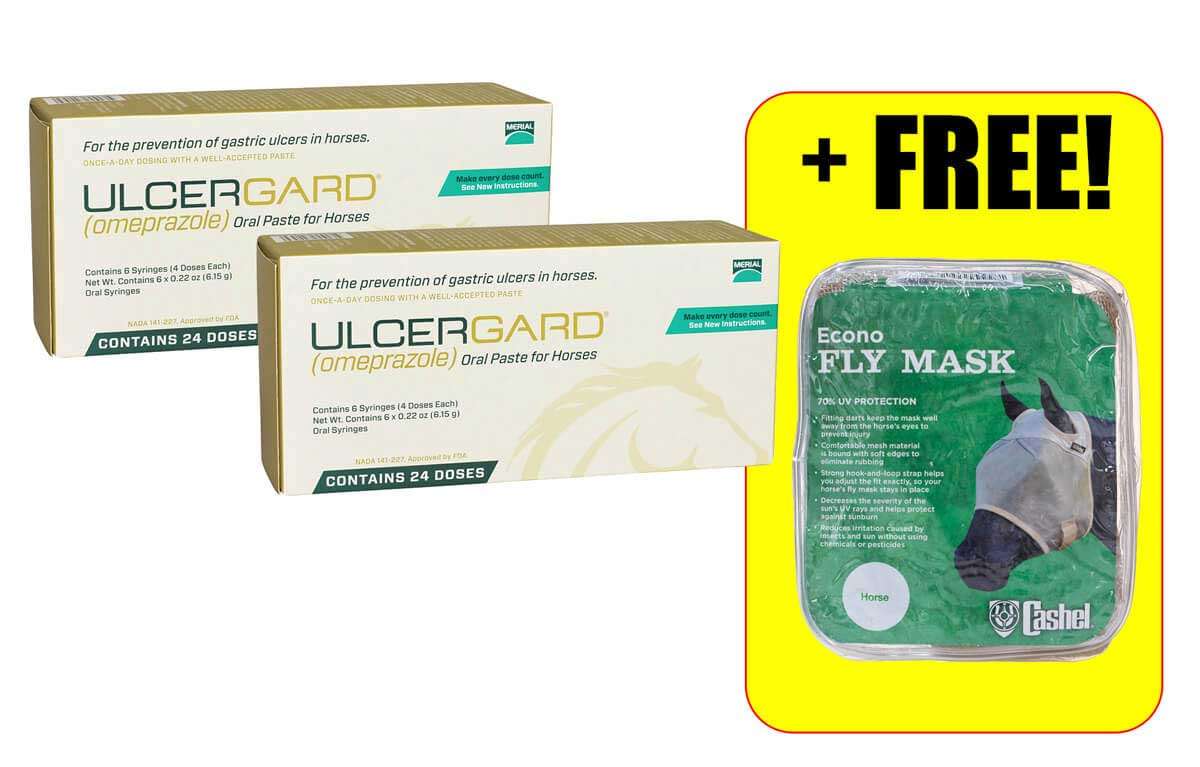 UlcerGard (Omeprazole) for Horses 12 pack + Free Fly Mask ...